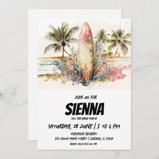 Strand Zomer Party uitnodiging (Voorkant / Achterkant)