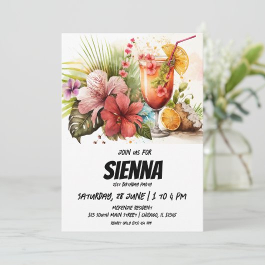 Strand Zomer Party uitnodiging (Staand voorkant)