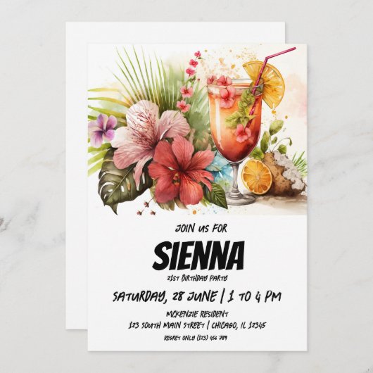 Strand Zomer Party uitnodiging (Voorkant / Achterkant)