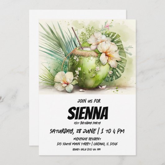 Strand Zomer Party uitnodiging (Voorkant / Achterkant)