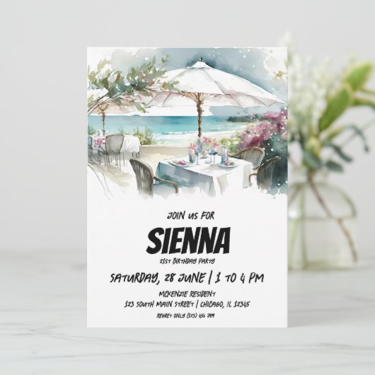 Strand Zomer Party uitnodiging (Staand voorkant)