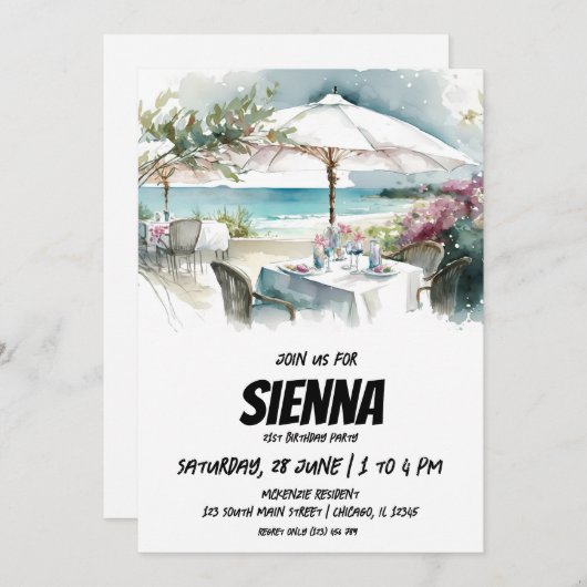 Strand Zomer Party uitnodiging (Voorkant / Achterkant)