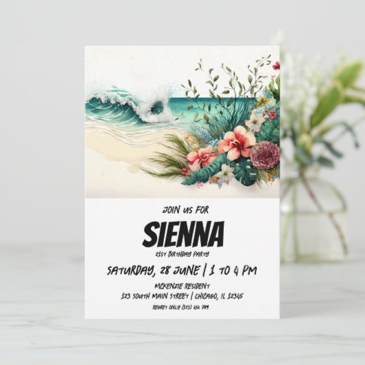 Strand Zomer Party uitnodiging (Staand voorkant)