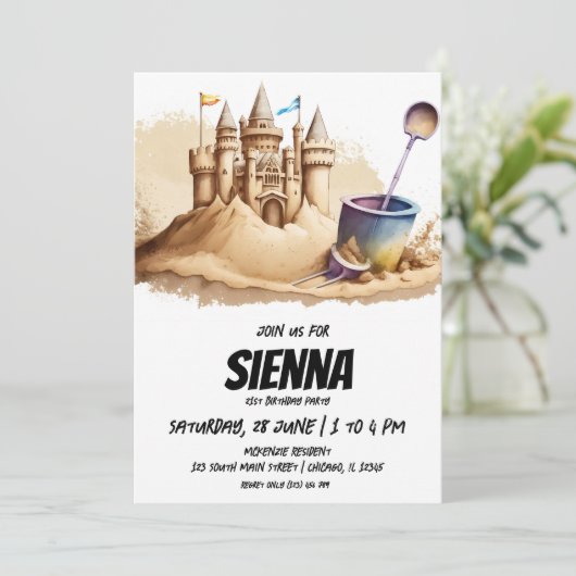 Strand Zomer Party uitnodiging (Staand voorkant)