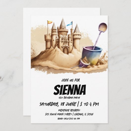 Strand Zomer Party uitnodiging (Voorkant / Achterkant)