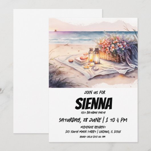 Strand Zomer Party uitnodiging (Voorkant / Achterkant)