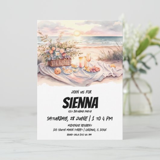 Strand Zomer Party uitnodiging (Staand voorkant)