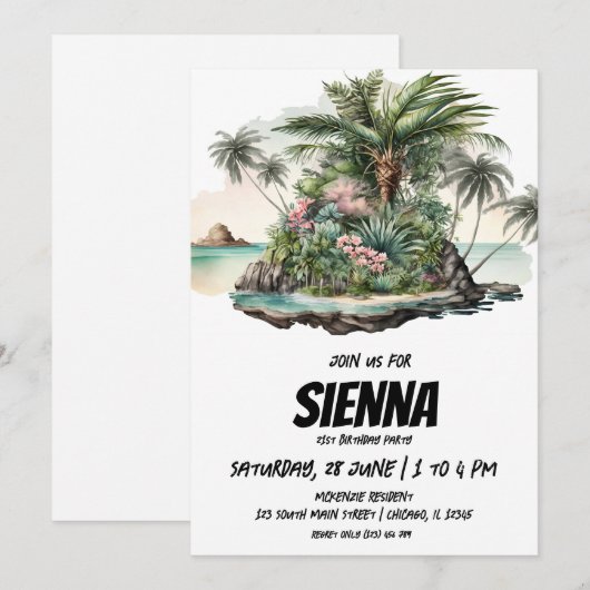 Strand Zomer Party uitnodiging (Voorkant / Achterkant)