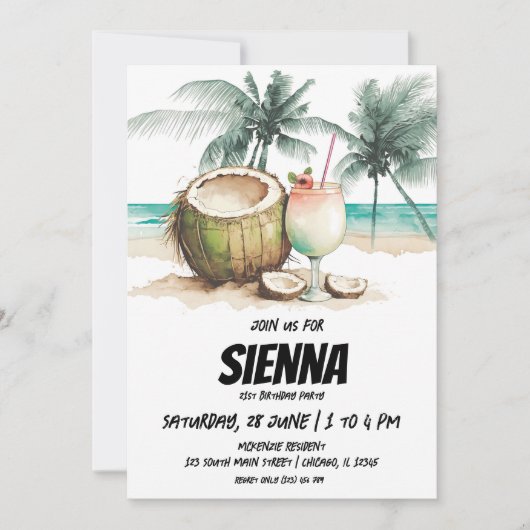 Strand Zomer Party uitnodiging (Voorkant)