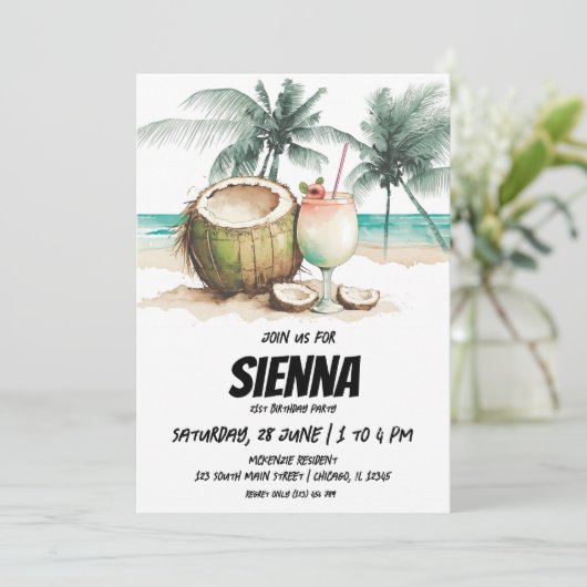 Strand Zomer Party uitnodiging (Staand voorkant)