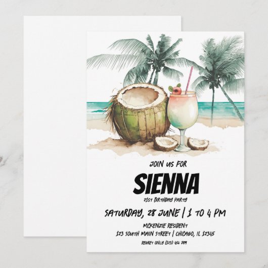 Strand Zomer Party uitnodiging (Voorkant / Achterkant)