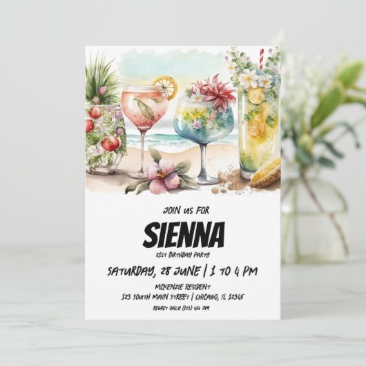 Strand Zomer Party uitnodiging (Staand voorkant)