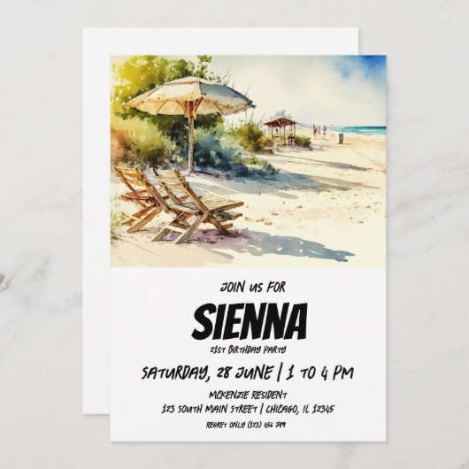 Strand Zomer Party uitnodiging (Voorkant / Achterkant)