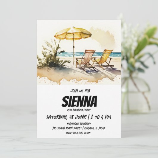 Strand Zomer Party uitnodiging (Staand voorkant)