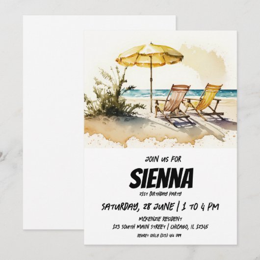 Strand Zomer Party uitnodiging (Voorkant / Achterkant)