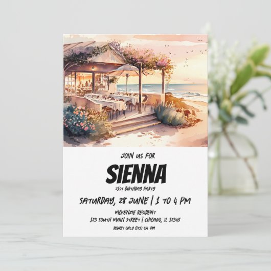 Strand Zomer Party uitnodiging (Staand voorkant)