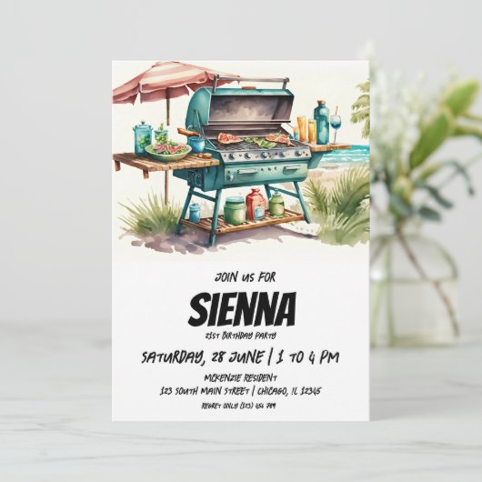 Strand Zomer Party uitnodiging (Staand voorkant)