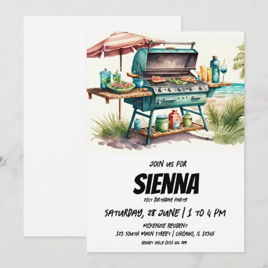 Strand Zomer Party uitnodiging (Voorkant / Achterkant)