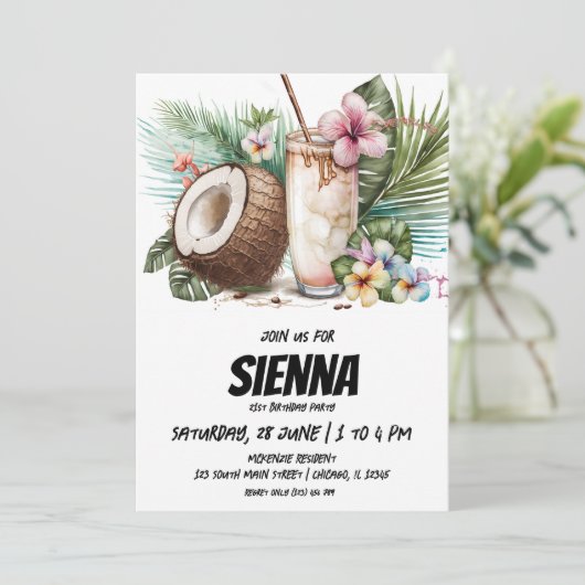 Strand Zomer Party uitnodiging (Staand voorkant)