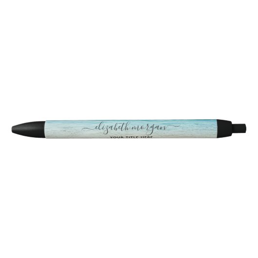 Strand Zomer Persoonlijk Blauwe Script Elegant Zwarte Inkt Pen (Voorkant)
