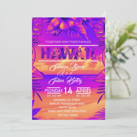 Strand Zomer Tropische Bruids Douche Uitnodiging (Staand voorkant)