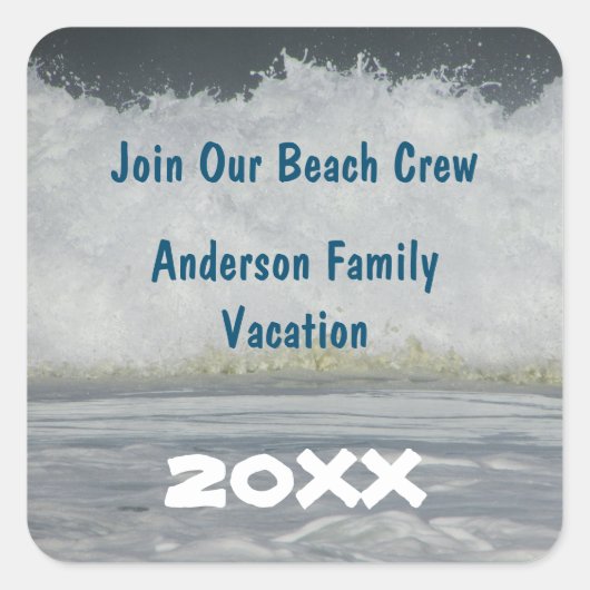 Strand Zomer Vakantie Ocean Reunion Trip Envelope Vierkante Sticker (Voorkant)