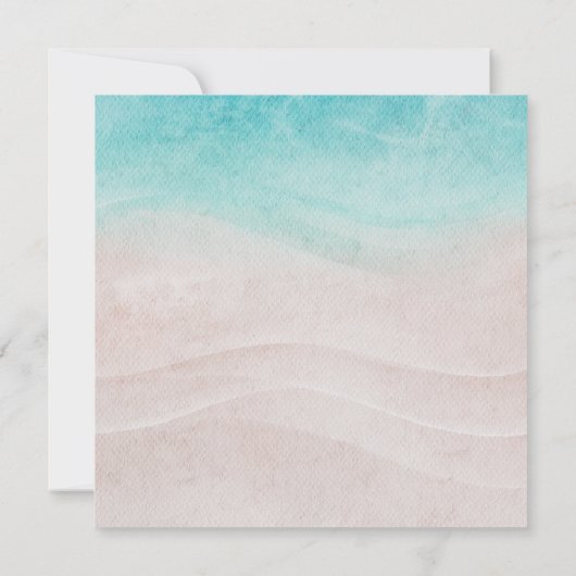 Strand Zomer Waterverf Vierkant Bruiloft Uitnodigi Kaart (Achterkant)