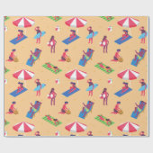 strand zomervakantie surfen zonnebaden zand cadeaupapier (Vlak)