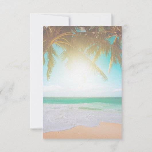 Strand,Zon,Palm,Kerstverlichting RSVP Kaart (Achterkant)