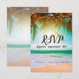 Strand,Zon,Palm,Lichtjes RSVP Kaart
