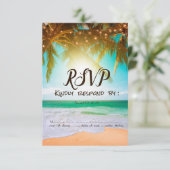 Strand,Zon,Palm,Lichtsnoeren RSVP   Kaart (Staand voorkant)