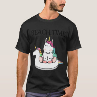 Strand zon zomer eenhoorn zwembad t-shirt