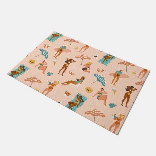 Strand zonnebaders patroon deurmat (Schuin)