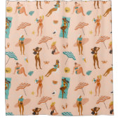 Strand zonnebaders patroon douchegordijn (Voorkant)