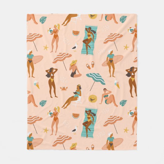Strand zonnebaders patroon fleece deken (Voorkant)