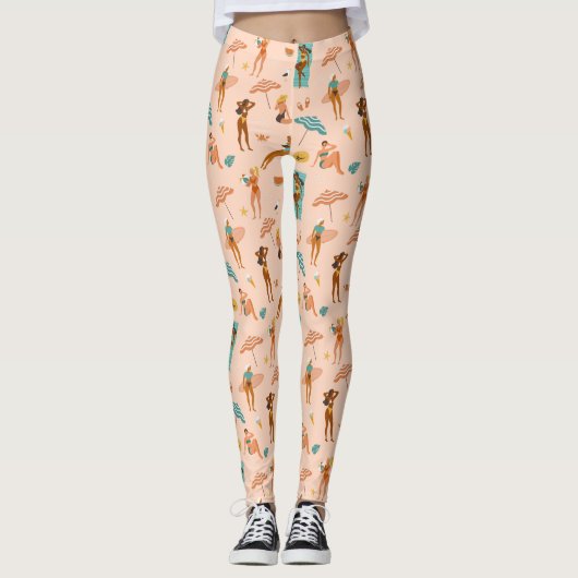Strand zonnebaders patroon leggings (Voorkant)