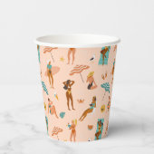 Strand zonnebaders patroon papieren bekers (Achterkant)