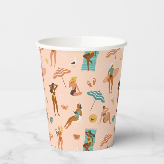 Strand zonnebaders patroon papieren bekers (Links)