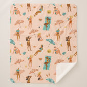 Strand zonnebaders patroon sherpa deken (Voorkant)