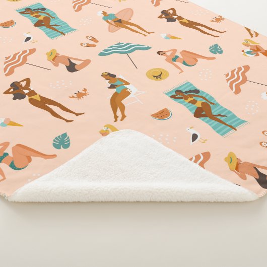 Strand zonnebaders patroon sherpa deken (3/4)