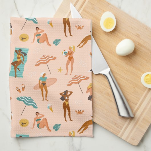 Strand zonnebaders patroon theedoek (Quarter Fold)