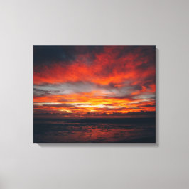Strand zonsondergang afbeelding op canvas afdruk
