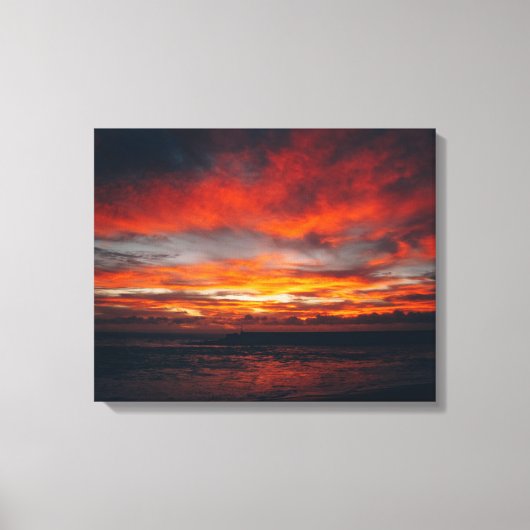 Strand zonsondergang afbeelding op canvas afdruk (Voorkant)