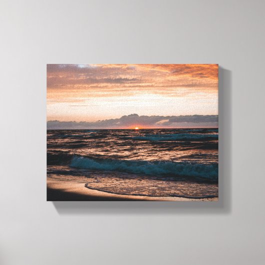 Strand zonsondergang afbeelding op canvas afdruk (Voorkant)