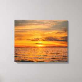 Strand zonsondergang afbeelding op canvas afdruk
