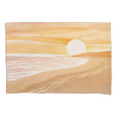 Strand Zonsondergang Aquarel | Mooie Geel Kussensloop (Voorkant)
