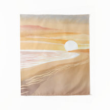 Strand Zonsondergang Aquarel | Mooie Geel