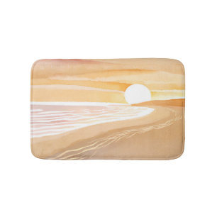 Strand Zonsondergang Aquarel Mooie Gele Badmat