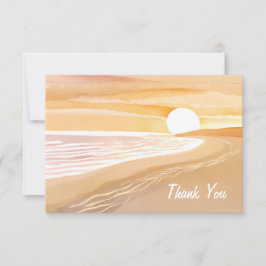 Strand Zonsondergang Aquarel | Mooie Gele  Bedankkaart