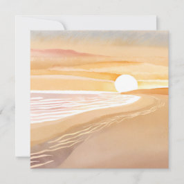 Strand Zonsondergang Aquarel | Mooie Gele Kaart